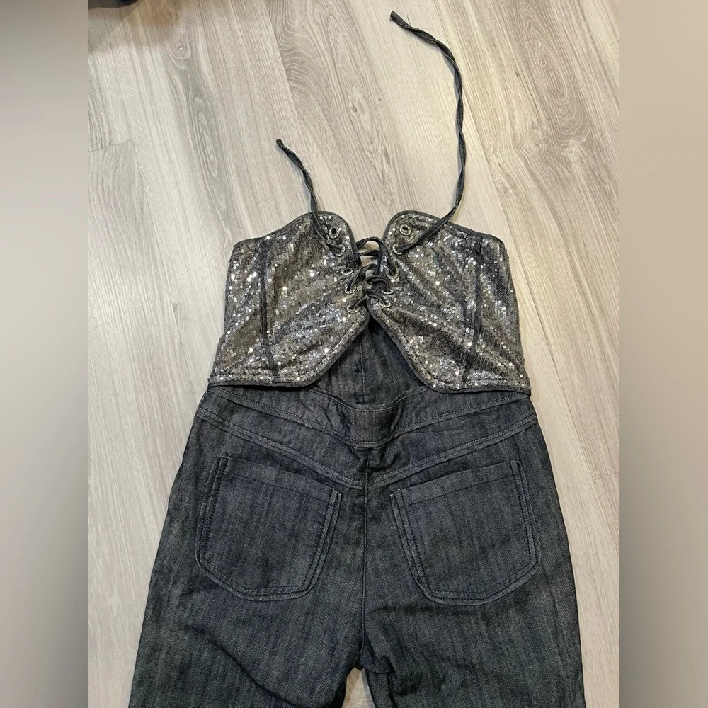 Sequin Denim Overalls‎